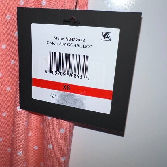 Ellen Tracy Sleeveless Lounge Shirt V-Neck Coral Polka Dot Women's X-Small - Picture 4 of 12